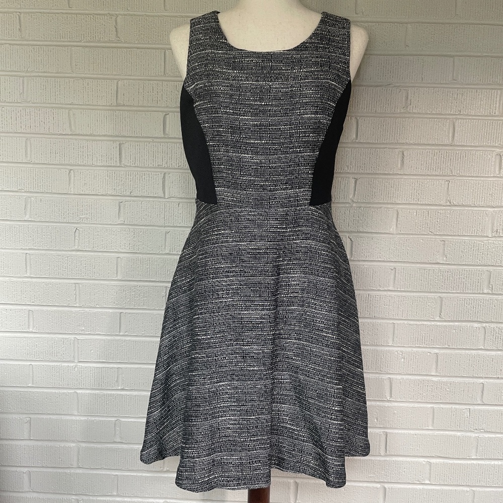 Elle Sleeveless A-Line Tweed Dress Lined Black Size 8 NWT
